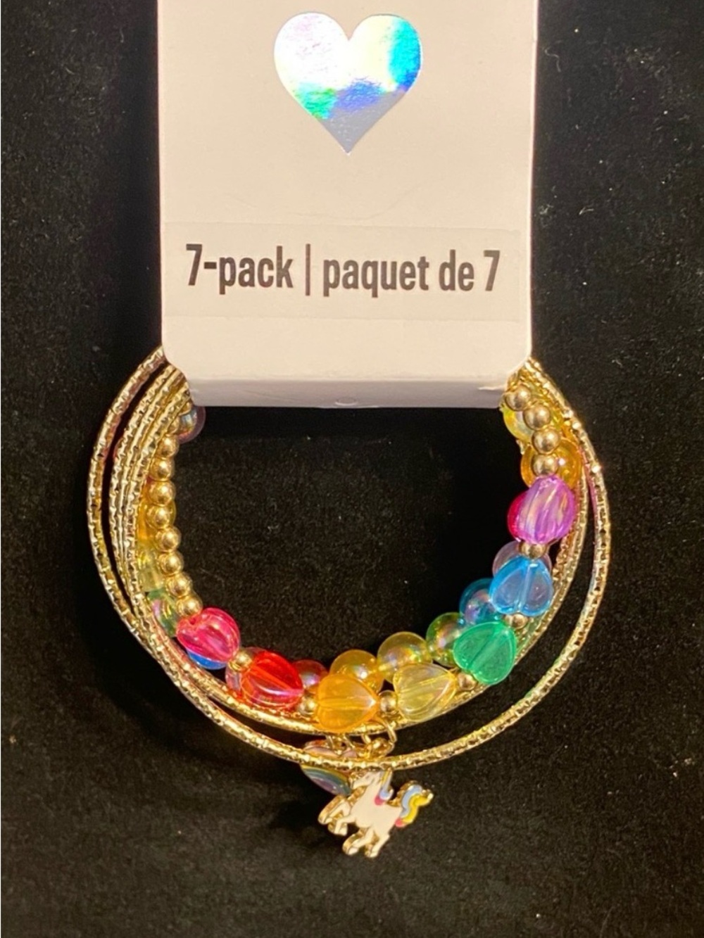 The Children's Place Girls Colorful Beaded Bracelet Set Unicorn Charm 7 Pack NWT